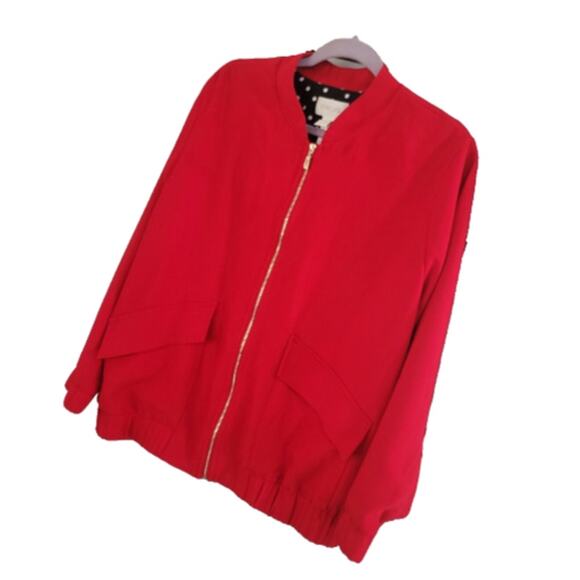 Chico's Women's Bomber Jacket Size XL Red Full Zip Lined Pockets - Picture 7 of 11